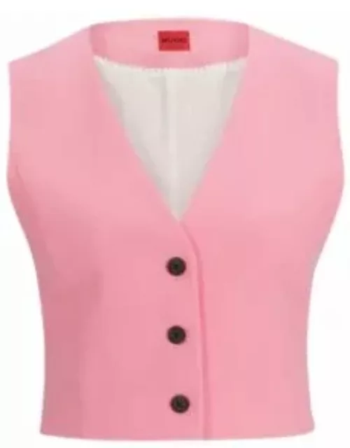 Regular-fit cropped waistcoat in stretch fabric- light pink Women's Cropped Jacket