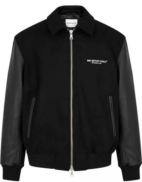 Mki Miyuki Zoku Panelled Logo Wool-blend Varsity Jacket - Black