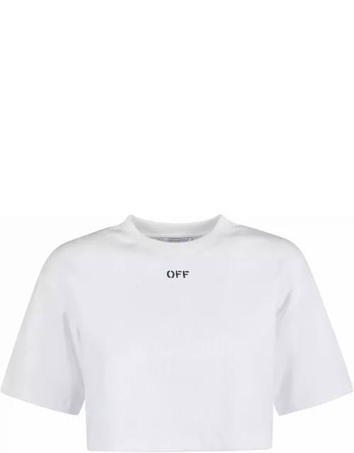 Off-White White Crop T-shirt With Logo
