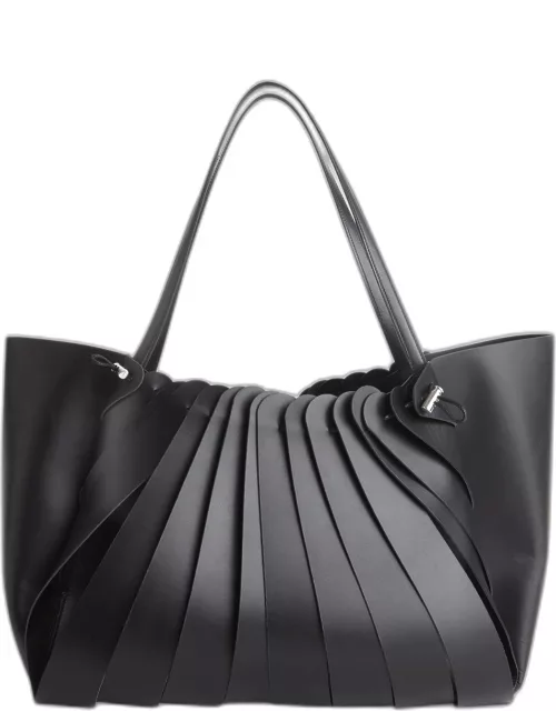 Pleated Patent Tote Bag