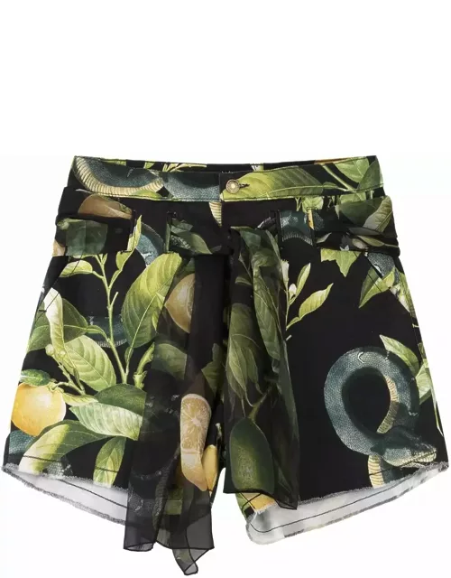 Roberto Cavalli Black Shorts With Lemons Print