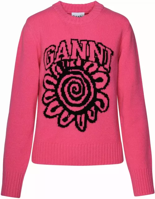 Ganni Fuchsia Wool Blend Sweater