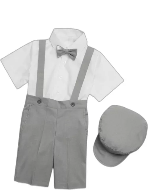 JoS. A. Bank Men's Peanut Butter Collection Slim Fit Eton 5-Piece Shorts Suit Set, Grey, 12-18 Month
