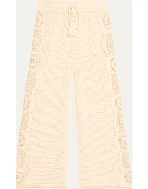 Kasi Wide-Leg Cotton Crochet Pant