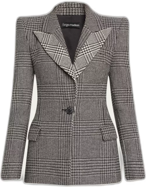 Prince Of Wales Check Seamed Lapel Jacket