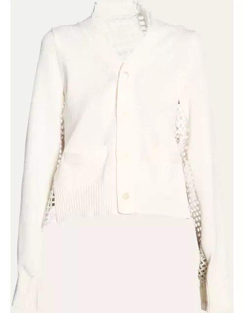 Laser-Cut Embroidered Back Knit Cardigan