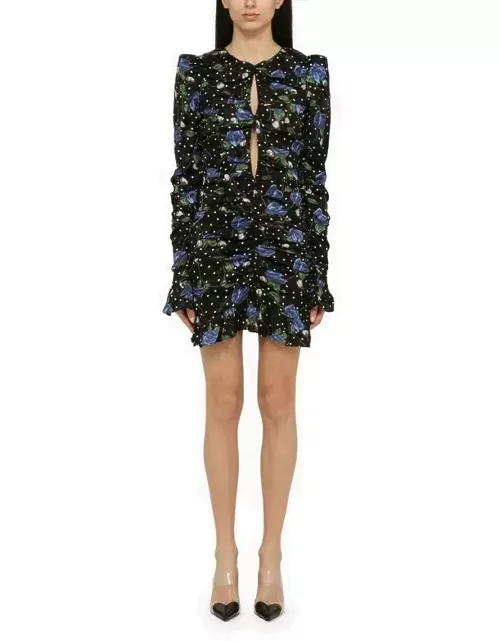 Viscose mini dress with floral pattern