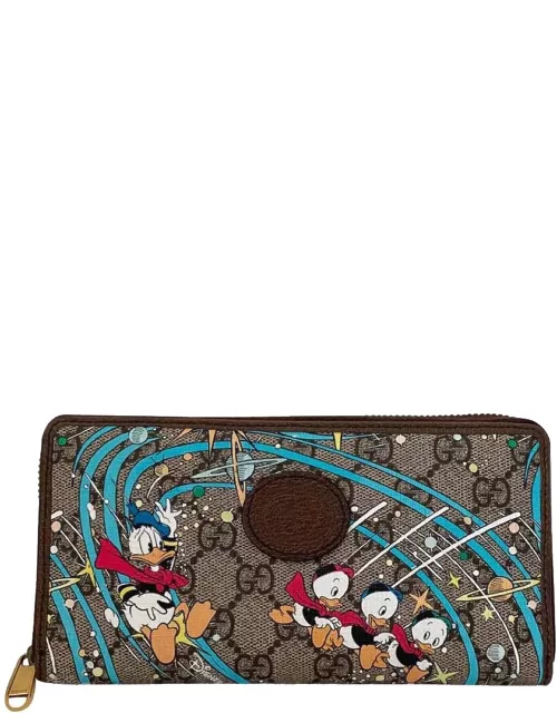 Gucci Brown GG Canvas Gucci x Disney Donald Duck Continental Wallet