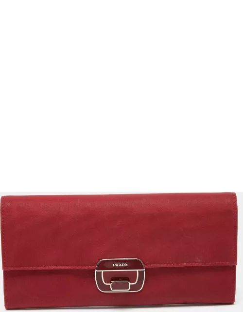 Prada Red Nylon Flap Continental Wallet