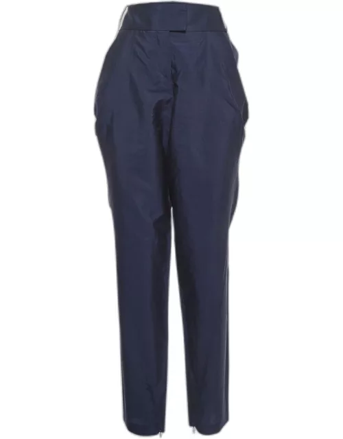 Giorgio Armani Navy Blue Silk Blend Trousers