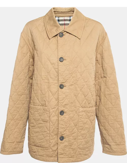Burberry Beige Quilt Stitch Cotton Buttoned Jacket