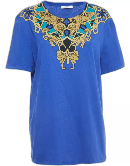Versace Collection Blue Printed Cotton T-Shirt