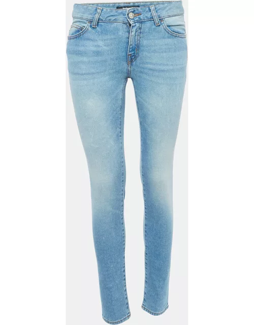Just Cavalli Blue Denim Embroidered Pocket Slim Fit Jeans S Waist 26"