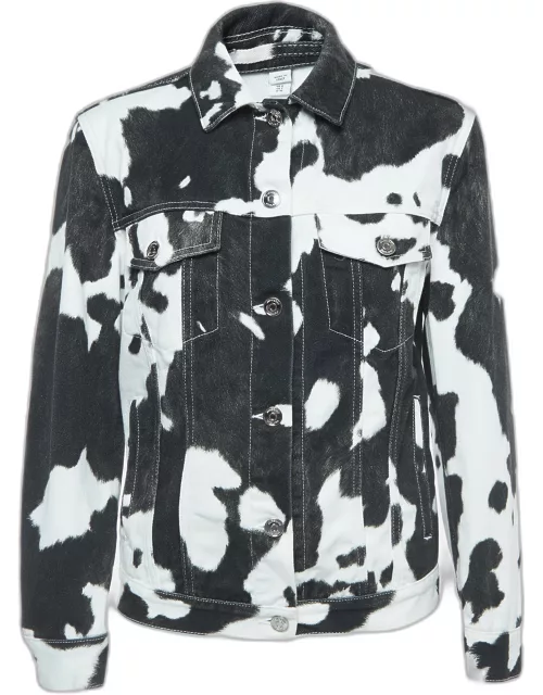 Burberry Black/White Print Denim Buttoned Jacket