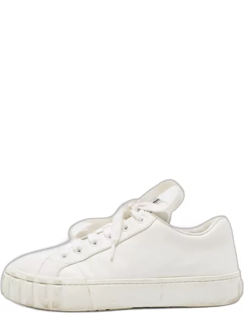 Miu Miu White Leather Low Top Sneaker