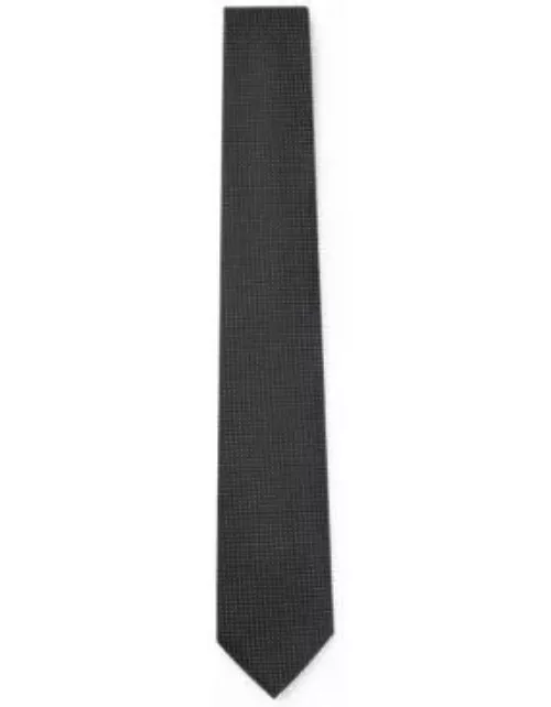 Tie in silk-jacquard with micro pattern- Black Men's Tie