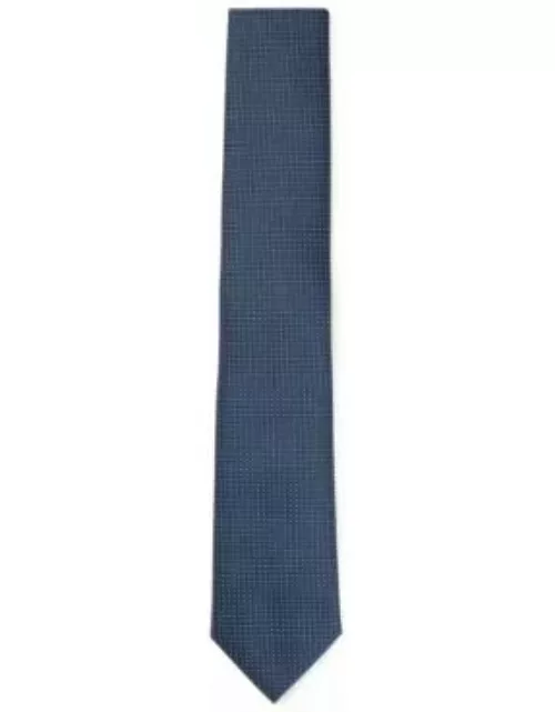 Tie in silk-jacquard with micro pattern- Dark Blue Men's Tie