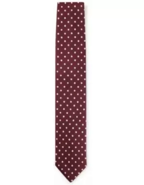 Silk-jacquard tie with micro pattern- Dark Red Men's Tie