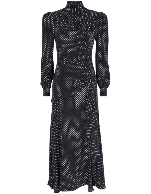 Alessandra Rich Polka-dot Printed Silk Maxi Dress - Navy - 40 (UK8 / S)