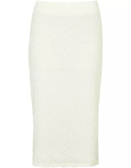 Vince Smocked Stretch-cotton Midi Skirt - Cream - S (UK8-10 / S)