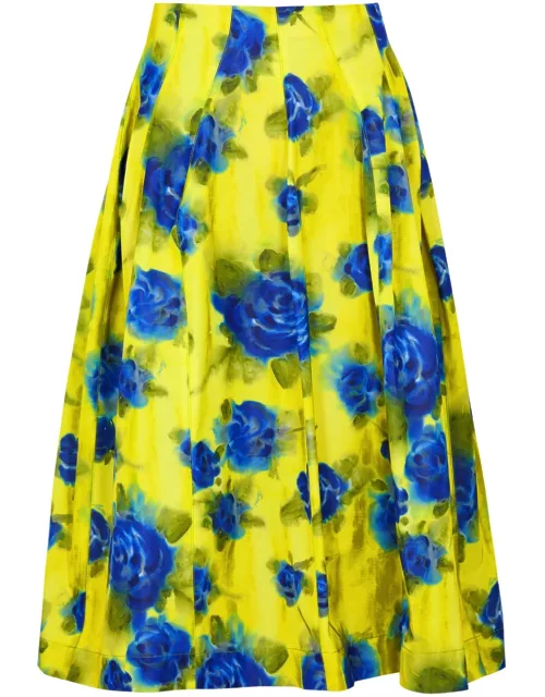 Marni Floral-print Taffeta Midi Skirt - Yellow - 42 (UK10 / S)