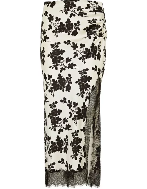 Veronica Beard Nasime Floral-print Stretch-silk Midi Skirt - Black - 8 (UK12 / M)