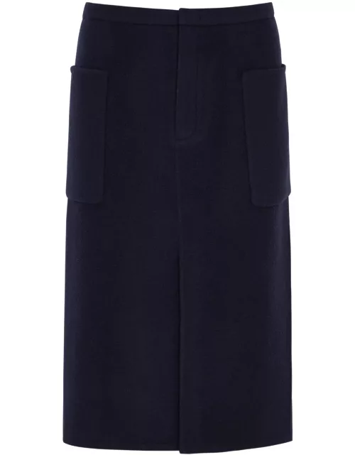 Vince Brushed Wool-blend Midi Skirt - Dark Blue - 4 (UK8 / S)