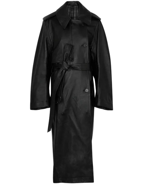 Balenciaga Cocoon Leather Trench Coat - Black - 36 (UK8 / S)