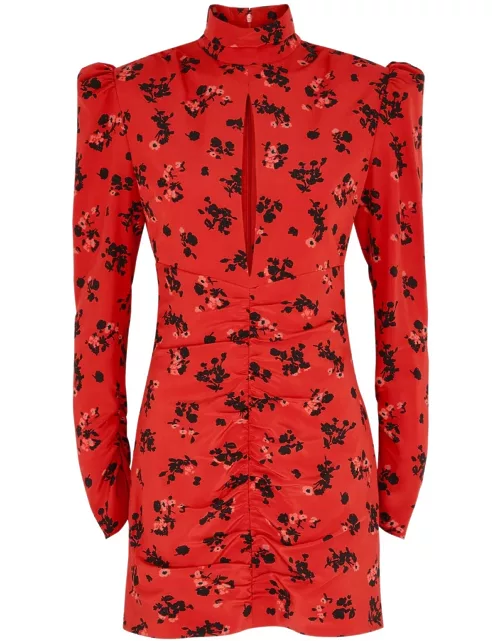Alessandra Rich Floral-print Silk Mini Dress - Red - 40 (UK8 / S)