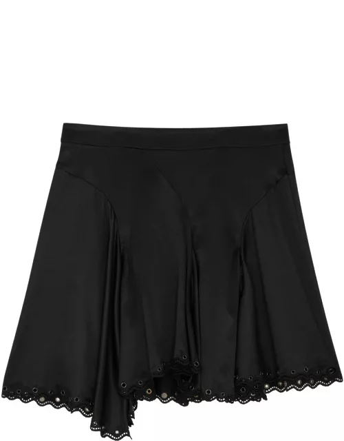 Isabel Marant Awen Eyelet-embellished Silk Mini Skirt - Black - 36 (UK8 / S)