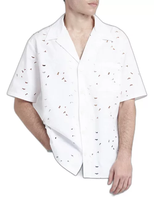 Men's Lace Cutout Camp Shirt