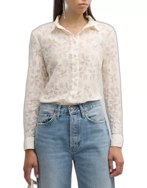 Button-Down Floral Lace Shirt