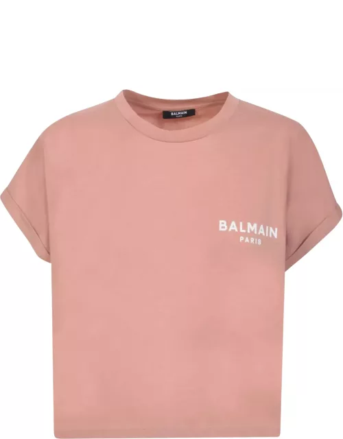 Balmain Contrasting Logo Cropped T-shirt