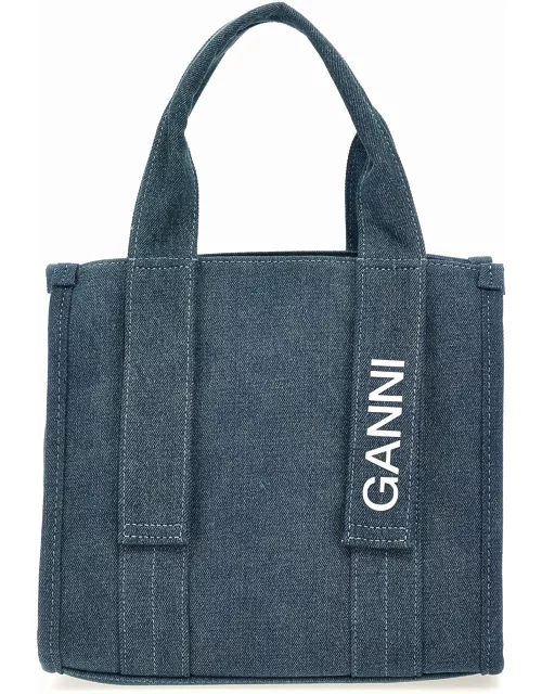 Ganni tech Denim Shopping Bag
