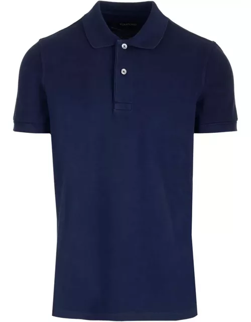 Tom Ford Navy Blue Cotton Polo Shirt