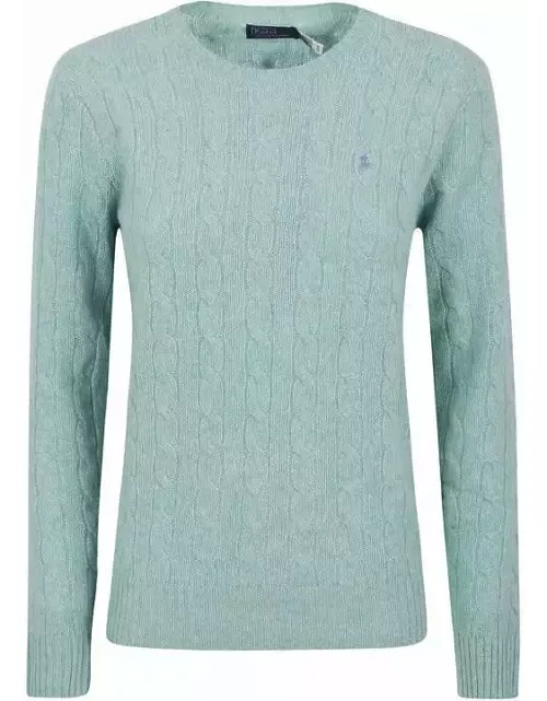 Polo Ralph Lauren April Melange Green Wool And Cashmere Braided Sweater