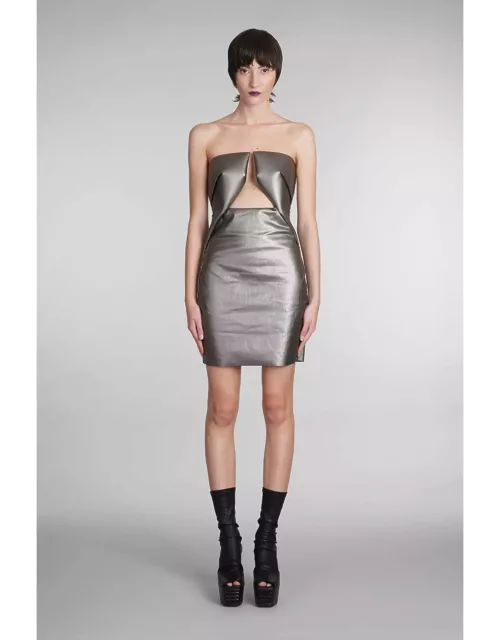 Rick Owens Prong Mini Dress In Silver Cotton