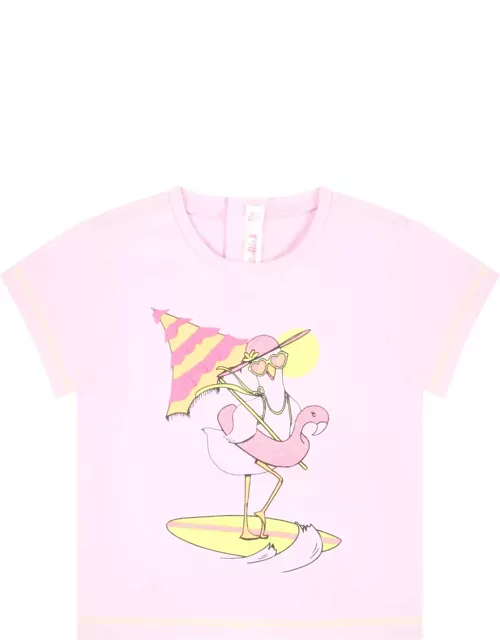 Billieblush T-shirt Rose Pour Bébé Fille Avec Flamant