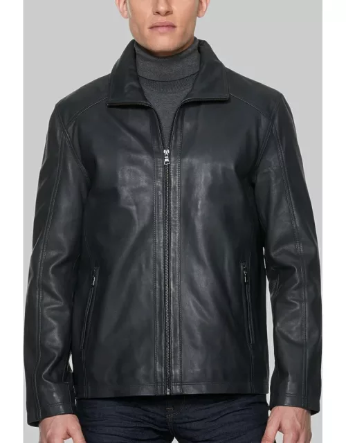 JoS. A. Bank Men's Sly & Co Traditional Fit Lambskin Leather Jacket, Black, Mediu