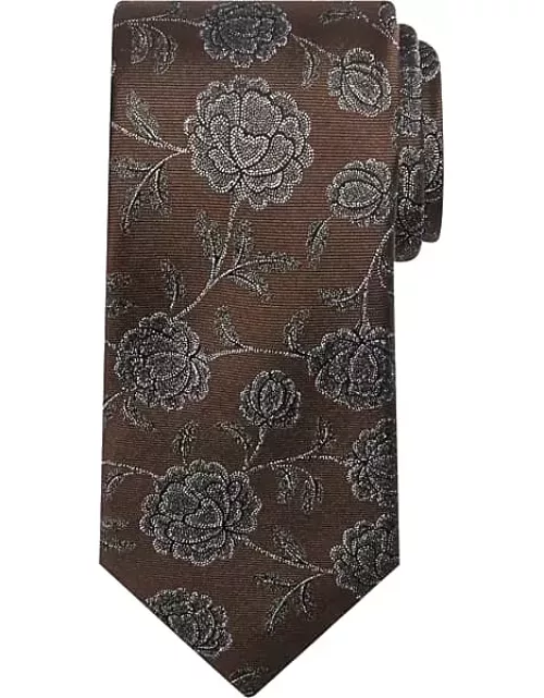 Joseph Abboud Men's Narrow Tonal Floral Tie Brown