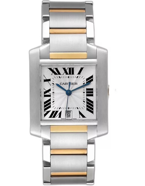 Cartier Tank Francaise Steel Yellow Gold Silver Dial Mens Watch W51005Q4 28.0 mm x 32.0 m