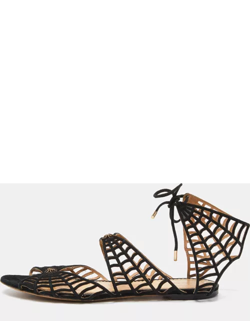 Charlotte Olympia Black Suede Miss Muffet Flat Sandal