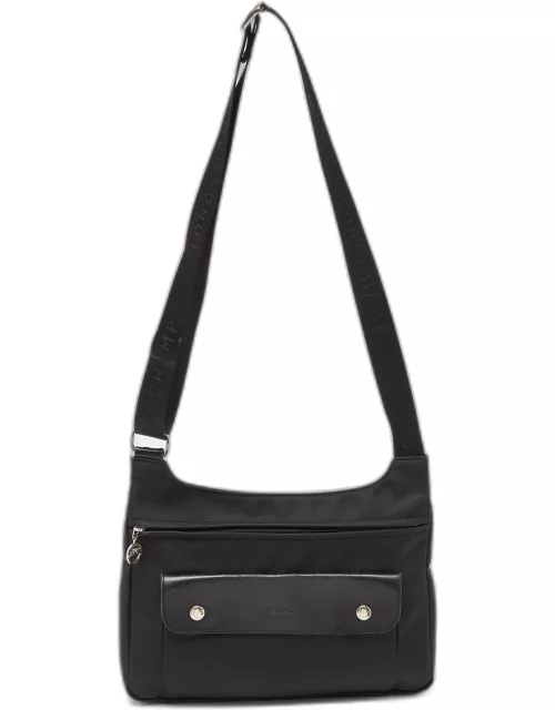 Longchamp Black Nylon and Leather Messenger Bag