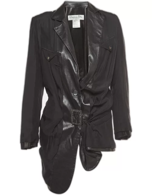 Dior Vintage Black Draped Leather Inside-Out Jacket
