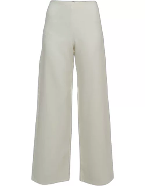 Lovers + Friends Off-White Crepe Side Slit Wide Leg Trousers