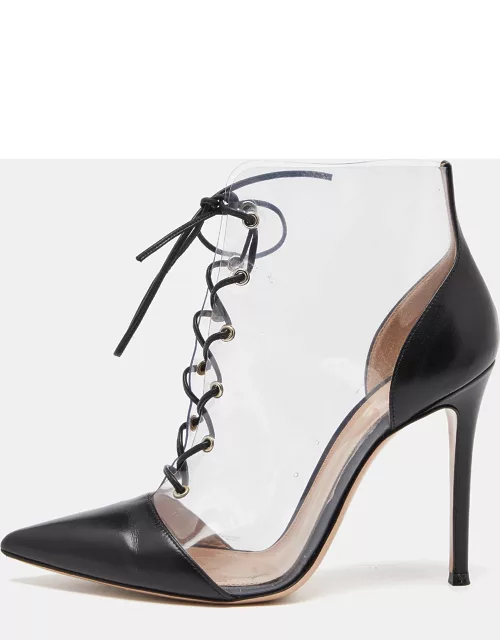 Gianvito Rossi Black/Transparent PVC and Leather Helmut Lace Up Boot