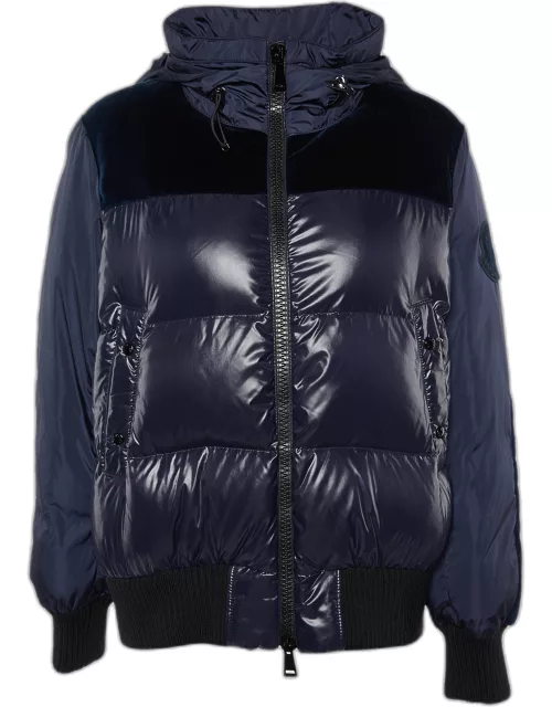 Moncler Navy Blue Nylon & Velvet Puffer Jacket