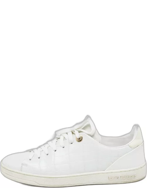 Louis Vuitton White Croc Embossed Leather Frontrow Sneaker
