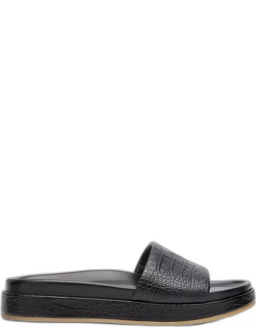 Men's Gz-indi Brazileiro Croc-Effect Leather Slide Sandal