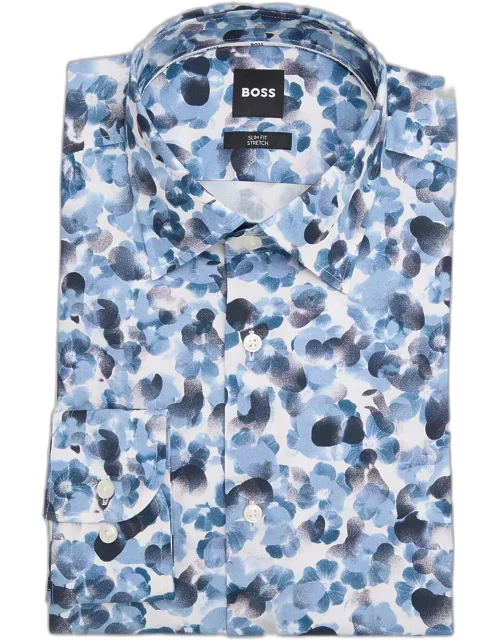 Men's Slim-Fit Stretch Floral-Print Dress Shirt